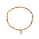 Elastische Würfel Zirkonia Edelstahl Armkette Gold