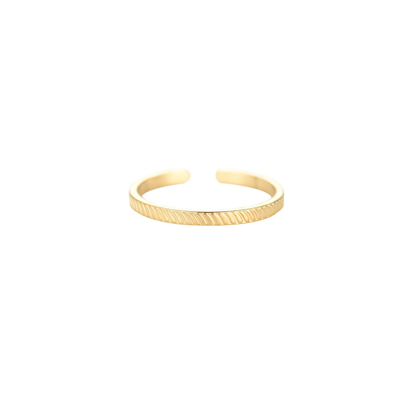 Simple Ribbed Edelstahl Ring Gold
