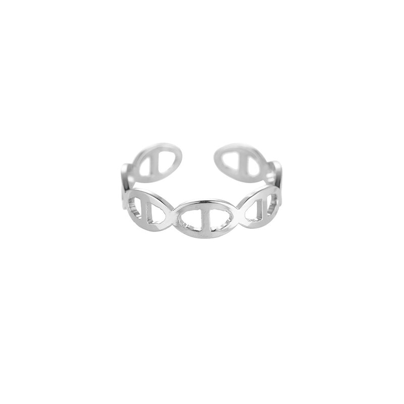 Phi Chain Edelstahl Ring Silber
