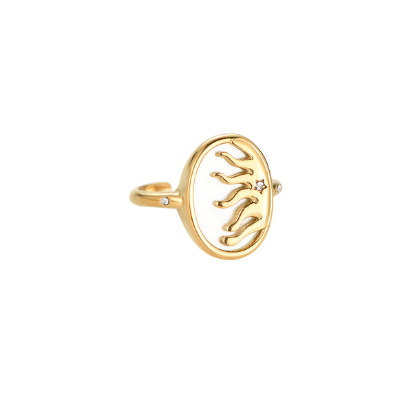 Atlantean Sea Crown Edelstahl Ring Gold
