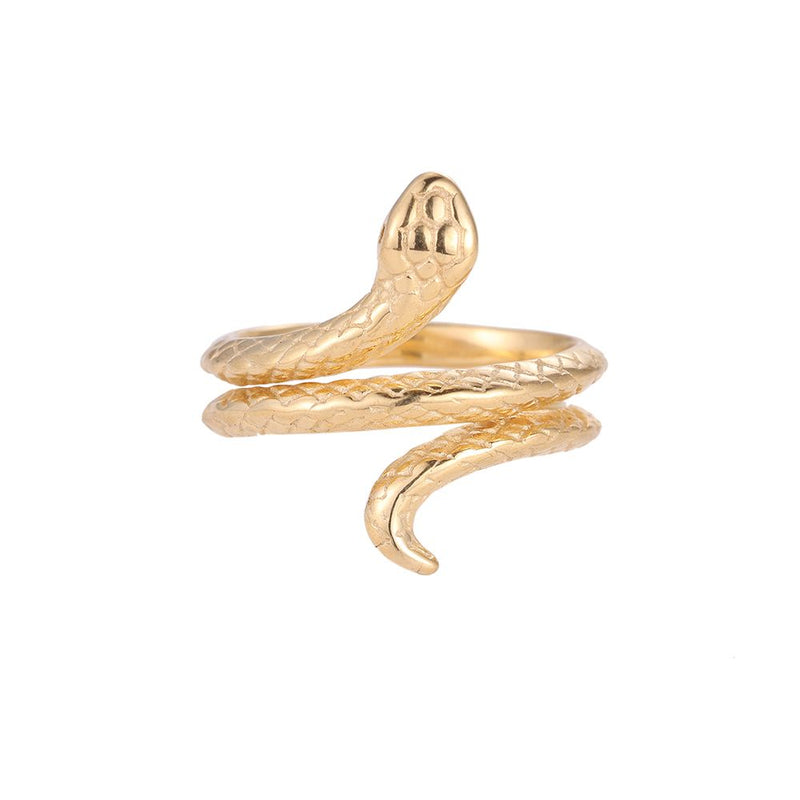 Vipera Coil Snake Edelstahl Ring Gold