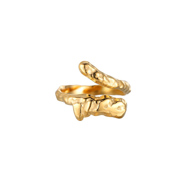 Flying Dragon Edelstahl Ring Gold