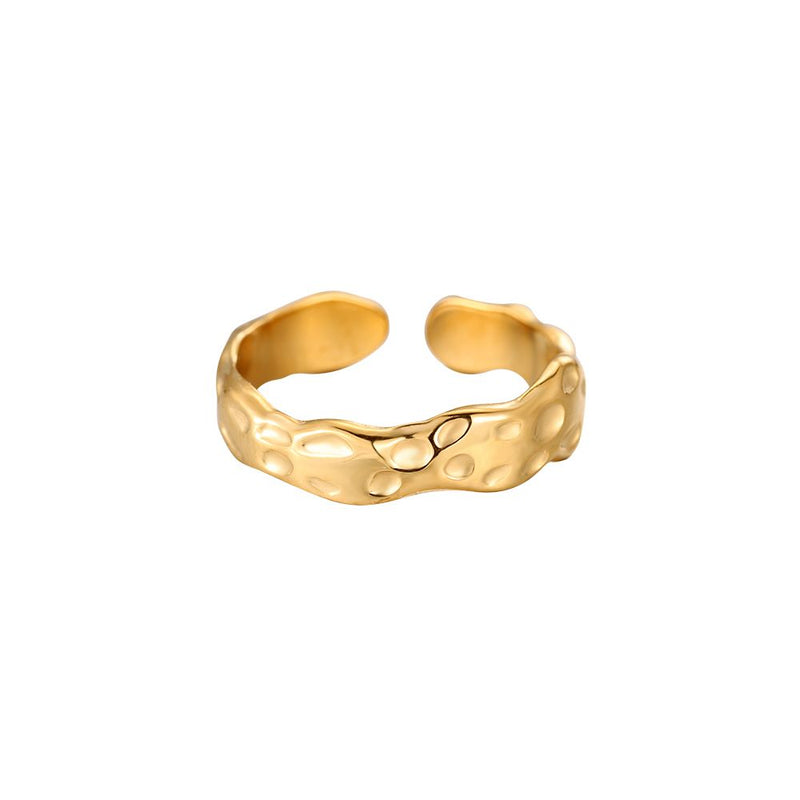 Porous Lucky Edelstahl Ring Gold