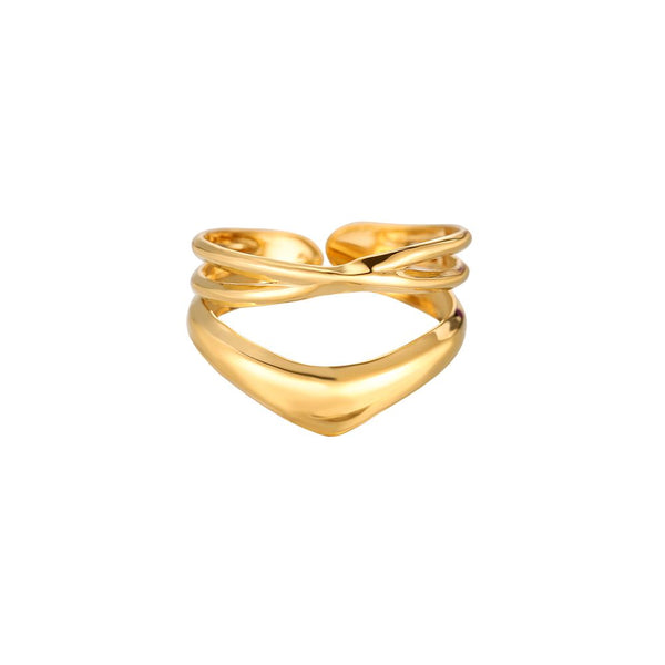 Krone Edelstahl Ring Gold