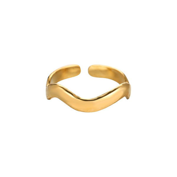 Irreguläre Kurve Edelstahl Ring Gold