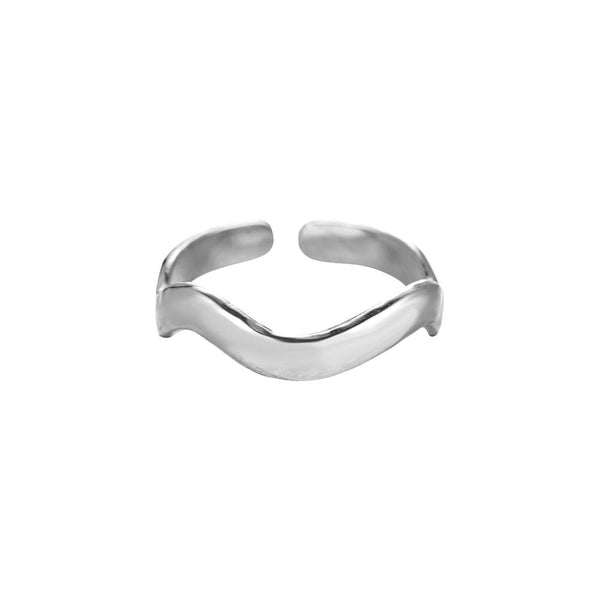 Irreguläre Kurve Edelstahl Ring Silber