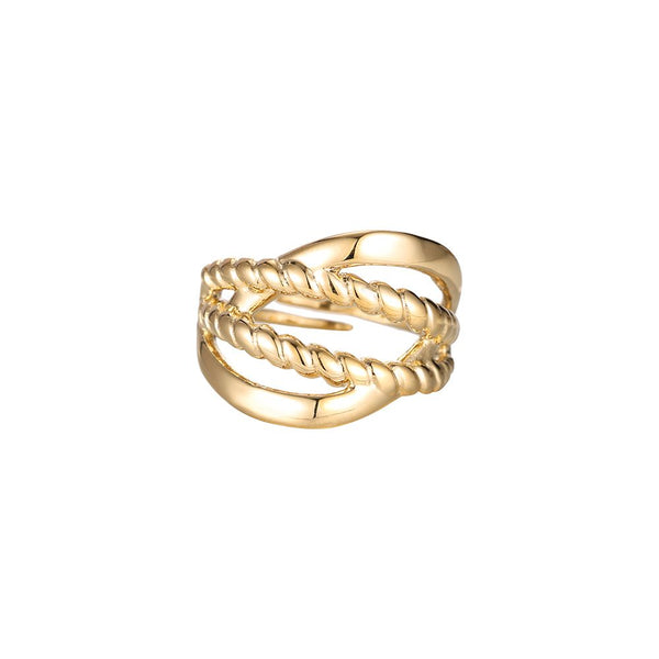 Doppelkreis Edelstahl Ring Gold