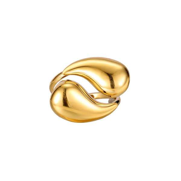 Double Fish Edelstahl Ring Gold