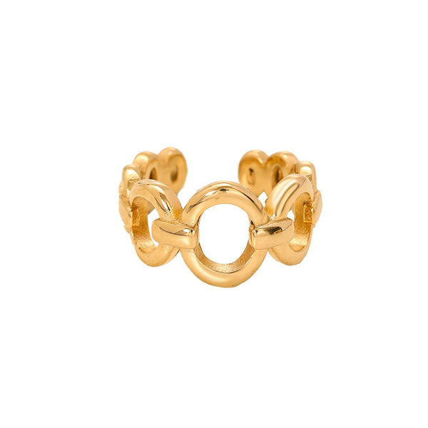 Oval Edelstahl Ring Gold