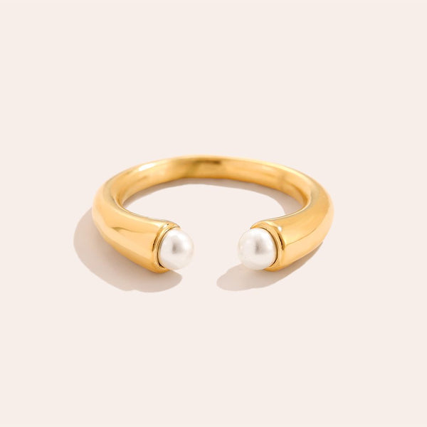 Towards Pearl Edelstahl Ring Gold