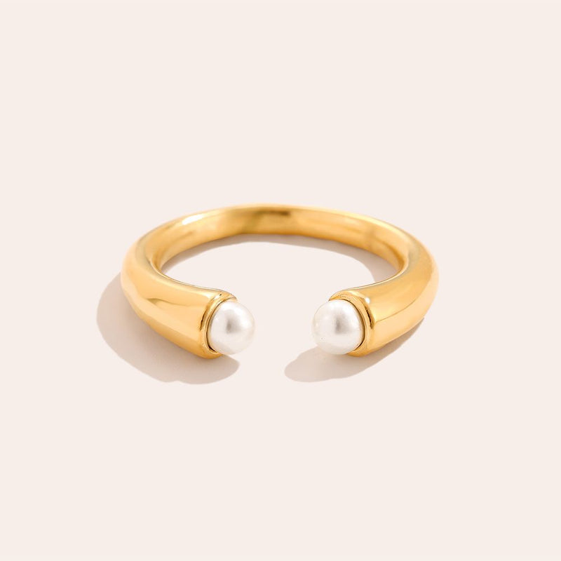 Towards Pearl Edelstahl Ring Gold