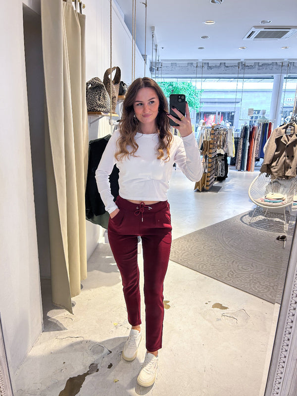 Stoffhose mit Kordelzug Weinrot