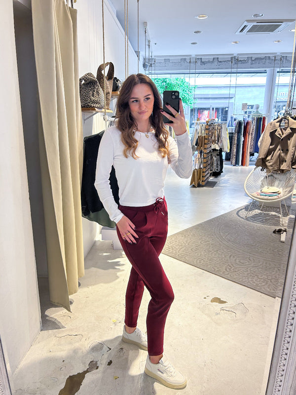 Stoffhose mit Kordelzug Weinrot