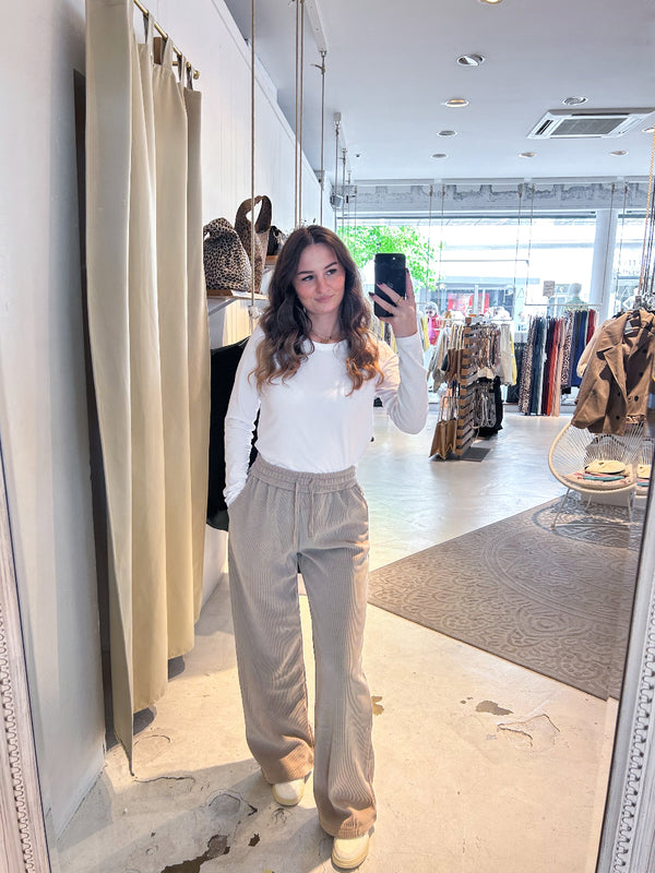 Cordhose Taupe