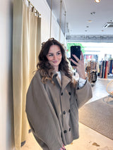 Kurzer Oversized Mantel Taupe