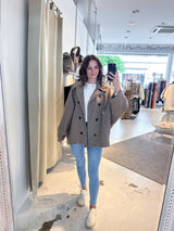 Kurzer Oversized Mantel Taupe