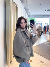 Kurzer Oversized Mantel Taupe