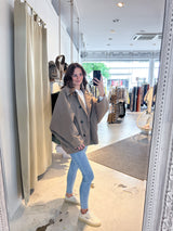 Kurzer Oversized Mantel Taupe