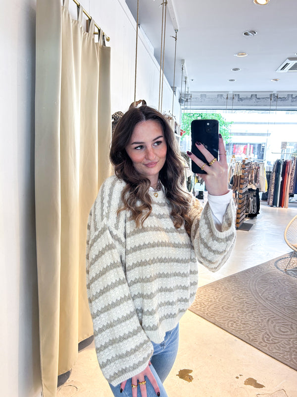 Strickpullover mit Muster Taupe