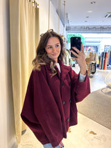 Kurzer Oversized Mantel Weinrot