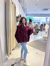 Kurzer Oversized Mantel Weinrot