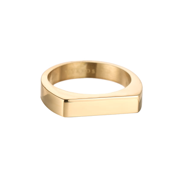 Simple Flat Top Edelstahl Ring Gold