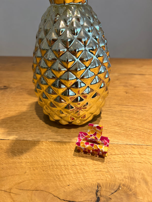 Mini Haarklammer Mosaik Pink