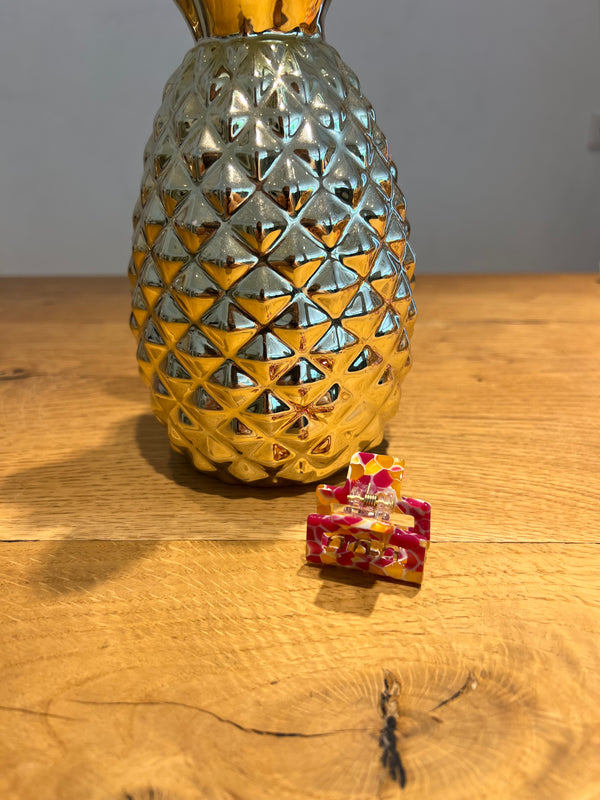 Mini Haarklammer Mosaik Pink