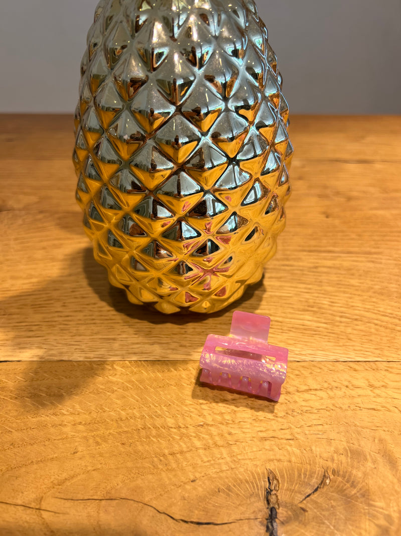 Mini Haarklammer Pink Shiny