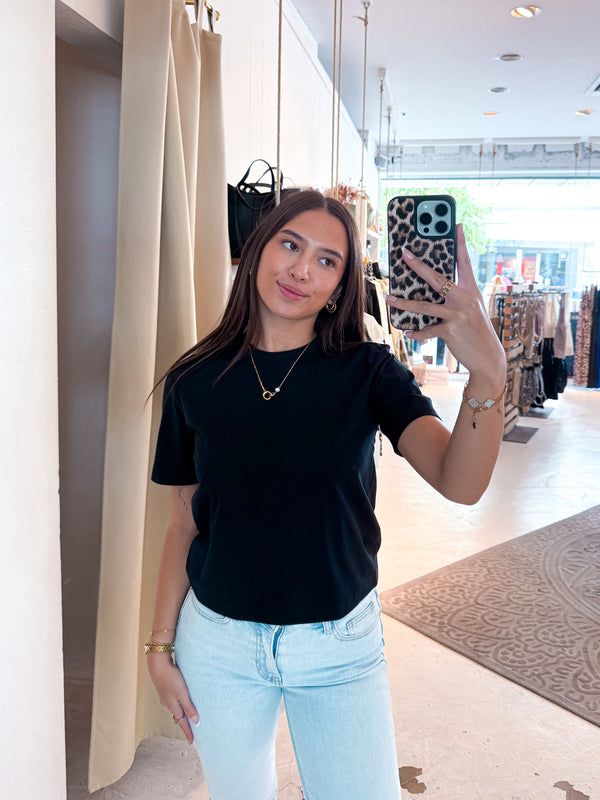 Cropped Oversized Tee Schwarz