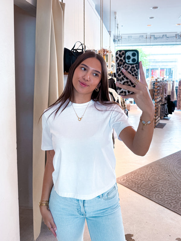 Cropped Oversized Tee Weiß