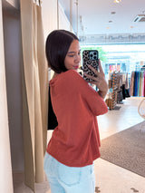 Dünner Strickpullover Terrakotta