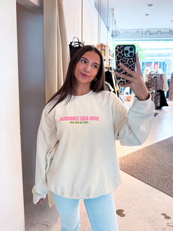 You Are Enough Crew Neck Beige