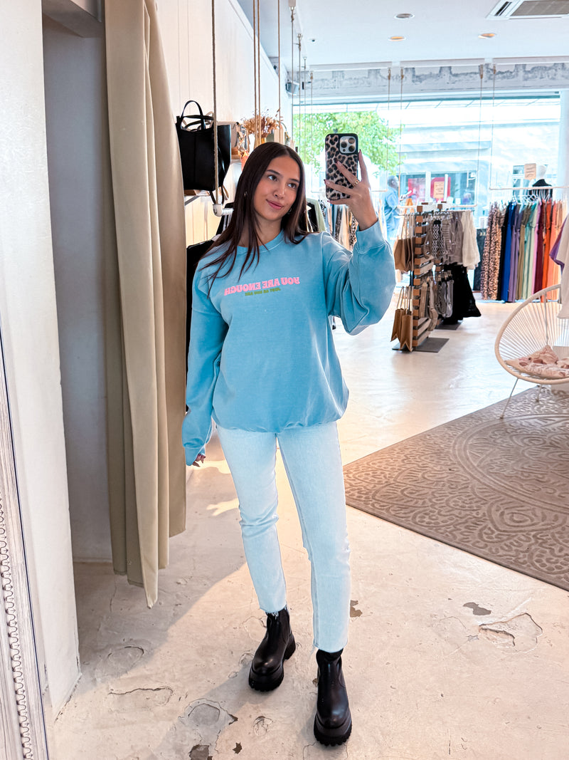 You Are Enough Crew Neck Hellblau
