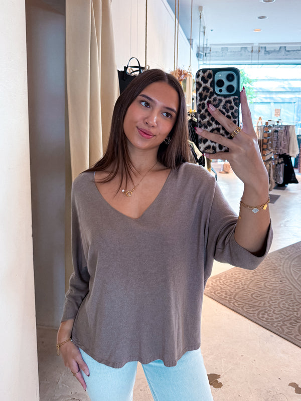 Dünner Strickpullover Braun