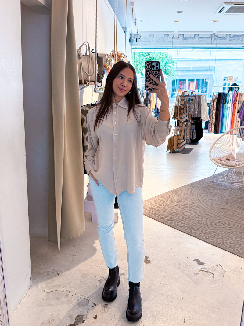 Kurze Bluse Beige