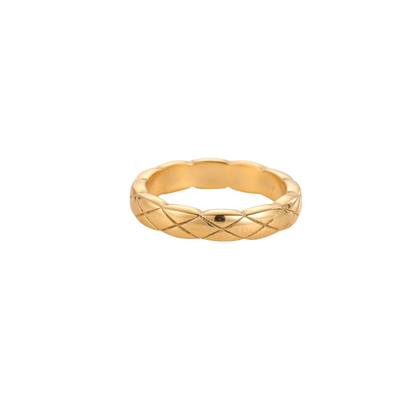 Rhombus Tiling Edelstahl Ring Gold