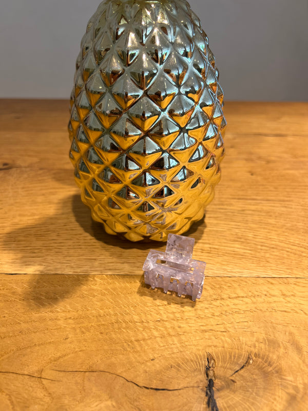 Mini Haarklammer Flieder/Weiß Shiny