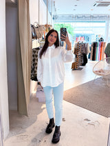 Kurze Silky Bluse Weiß