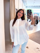 Kurze Silky Bluse Weiß