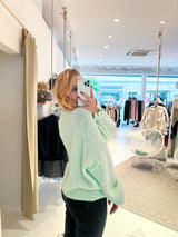 Oversized Strickpullover mit Rüschen Mint