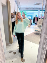 Oversized Strickpullover mit Rüschen Mint