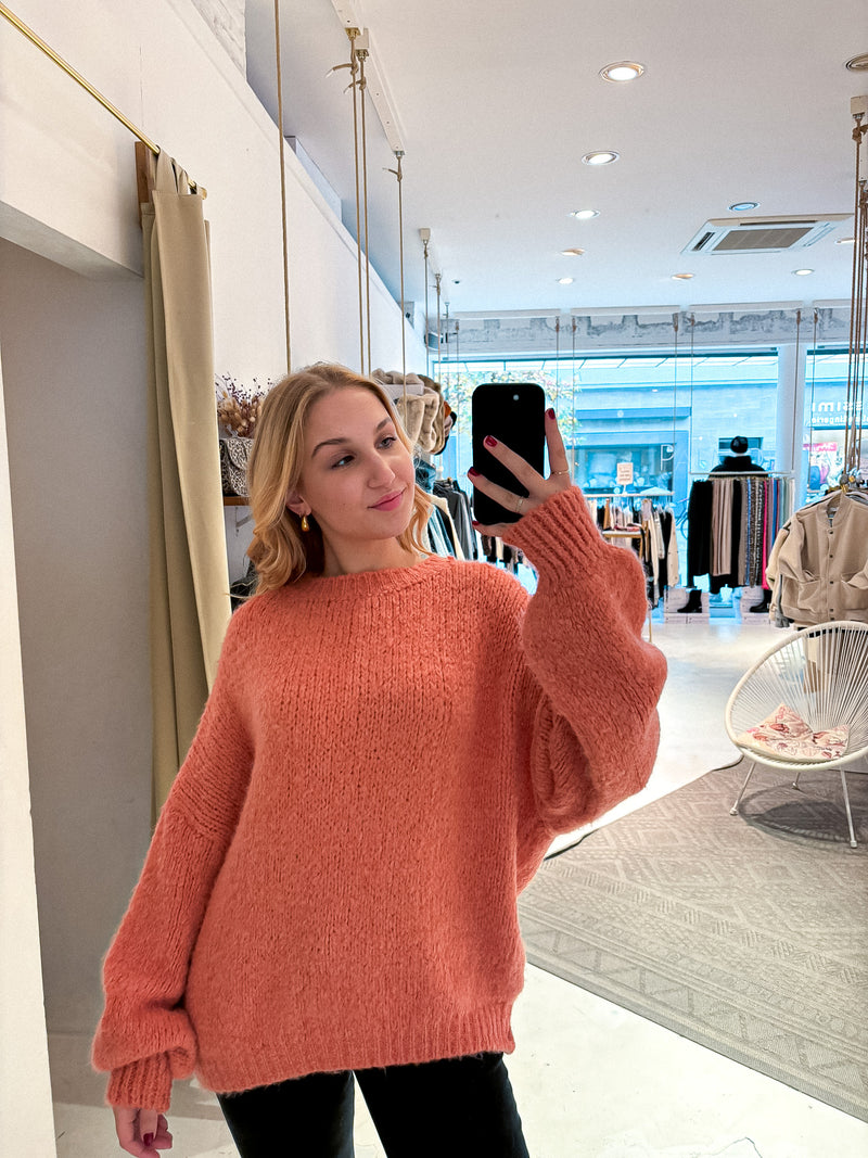 Oversized Strickpullover Terrakotta