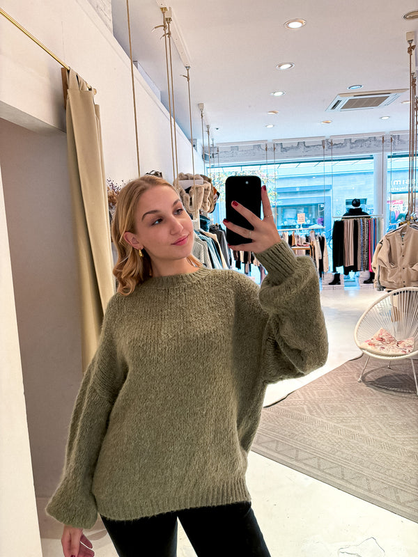 Oversized Strickpullover Olive