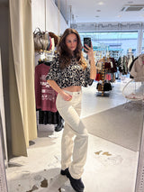 Cropped Tee mit Leomuster