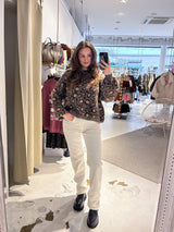 Strickpullover mit Leomuster Hellbraun