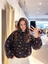 Strickpullover mit Leomuster Braun