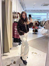 Strickpullover mit Leomuster Braun