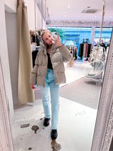 Kurze Puffer Winterjacke Taupe