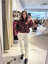 Strickpullover mit Leomuster Weinrot